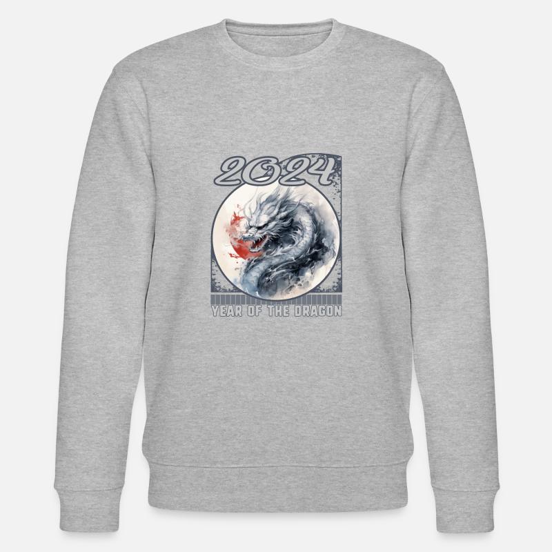 Chinesisches Neujahrs-Drachen-Traditionspinsel - Stanley/Stella Unisex Bio-Sweatshirt CHANGER  - Grau meliert