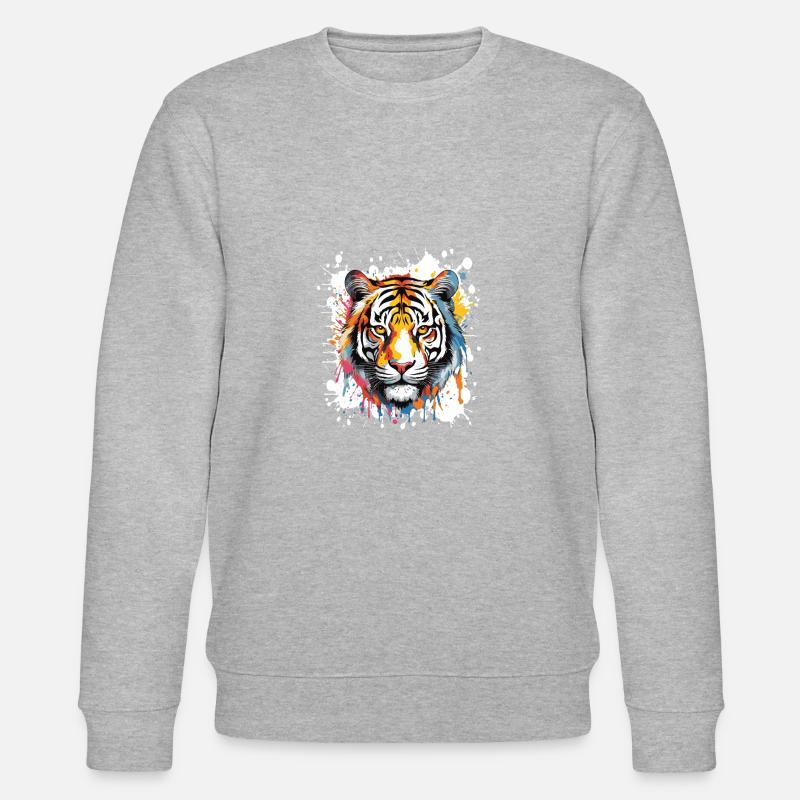Tiger Pop Art Kopf - Stanley/Stella Unisex Bio-Sweatshirt CHANGER  - Grau meliert