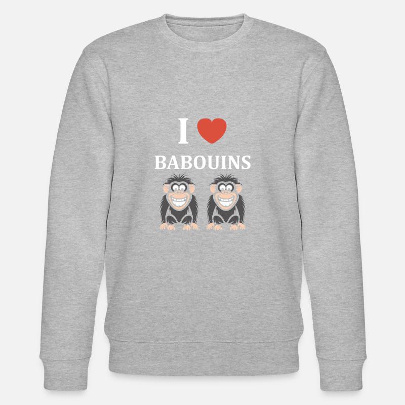 Humour petit singe babouin - Sweat bio CHANGER Stanley/Stella Unisexe - gris chiné