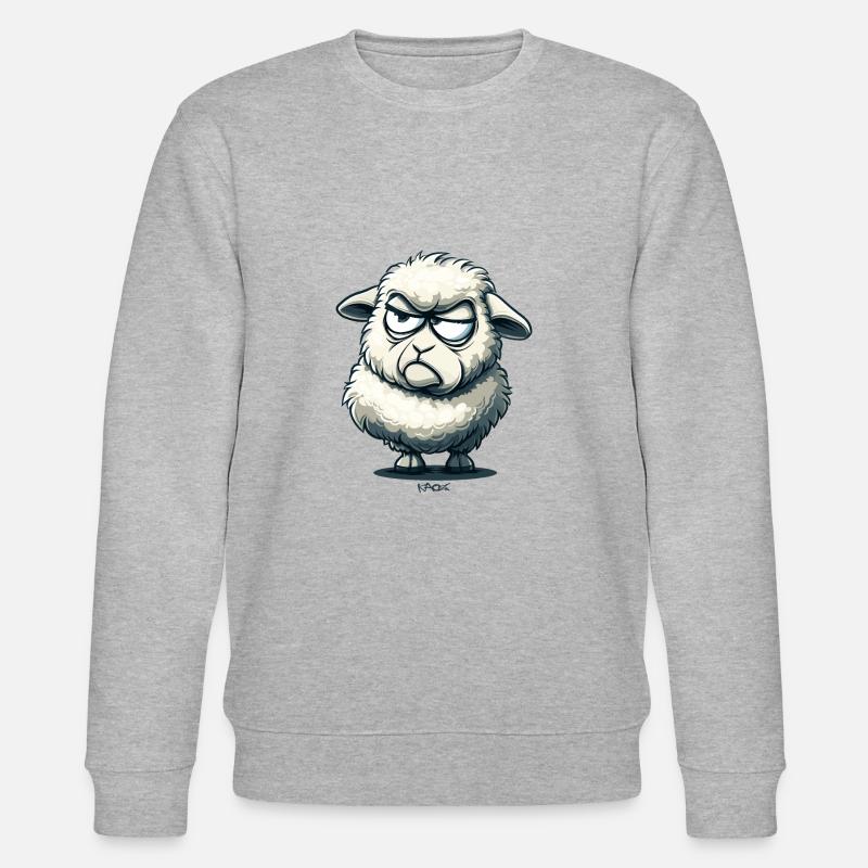 Ein genervtes Cartoon-Schaf - Stanley/Stella Unisex Bio-Sweatshirt CHANGER  - Grau meliert