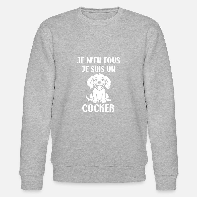 Humour Chien cocker - Sweat bio CHANGER Stanley/Stella Unisexe - gris chiné