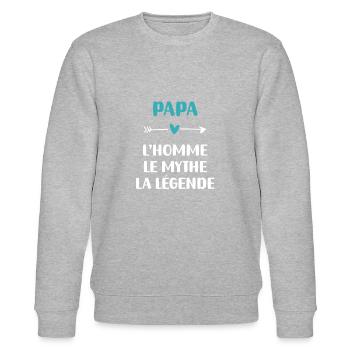 Papa Mann Der Mythos Legende Geschenk Papa - Stanley/Stella Unisex Bio-Sweatshirt CHANGER  - Grau meliert - Vorne - Nik (191cm) & Marisol (170cm)
