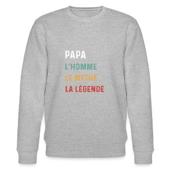 Dad Man Myth Legend Vintage Gift Dad - Stanley/Stella CHANGER Unisex Organic Sweatshirt - heather grey - Front - Nik (191cm) & Marisol (170cm)