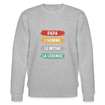Papa Mann Mythos Legende Papa Geschenk - Stanley/Stella Unisex Bio-Sweatshirt CHANGER  - Grau meliert - Vorne - Nik (191cm) & Marisol (170cm)