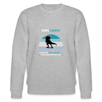 papa saurus normal Dinosaure T rex cadeau papa - Sweat bio CHANGER Stanley/Stella Unisexe - gris chiné - Devant - Nik (191cm) & Marisol (170cm)