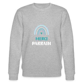 Danke Pate Regenbogen Geschenk Pate - Stanley/Stella Unisex Bio-Sweatshirt CHANGER  - Grau meliert - Vorne - Nik (191cm) & Marisol (170cm)
