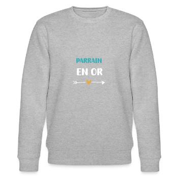 Pate in Gold Herz Patengeschenk - Stanley/Stella Unisex Bio-Sweatshirt CHANGER  - Grau meliert - Vorne - Nik (191cm) & Marisol (170cm)