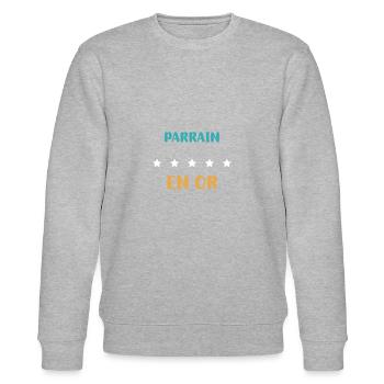 Pate in Gold personalisiertes Patengeschenk - Stanley/Stella Unisex Bio-Sweatshirt CHANGER  - Grau meliert - Vorne - Nik (191cm) & Marisol (170cm)