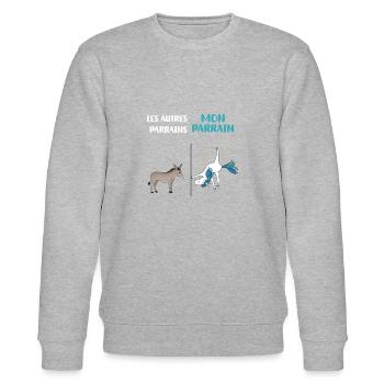 Pate Einhorn lustiger Humor Pate Geschenk - Stanley/Stella Unisex Bio-Sweatshirt CHANGER  - Grau meliert - Vorne - Nik (191cm) & Marisol (170cm)