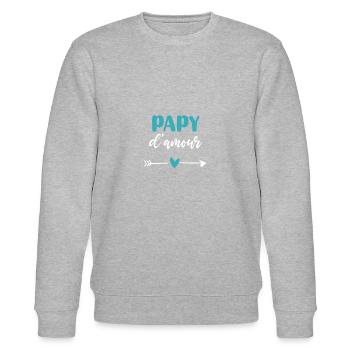Opa Liebesherz Opa - Stanley/Stella Unisex Bio-Sweatshirt CHANGER  - Grau meliert - Vorne - Nik (191cm) & Marisol (170cm)
