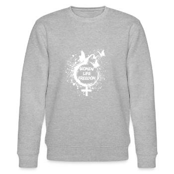 schmetterling,iran, freedom,women life freedom - Stanley/Stella Unisex Bio-Sweatshirt CHANGER  - Grau meliert - Vorne - Nik (191cm) & Marisol (170cm)