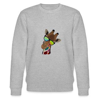 Regenbogen Giraffe mit Sonnebrille Geschenkidee - Stanley/Stella Unisex Bio-Sweatshirt CHANGER  - Grau meliert - Vorne - Nik (191cm) & Marisol (170cm)