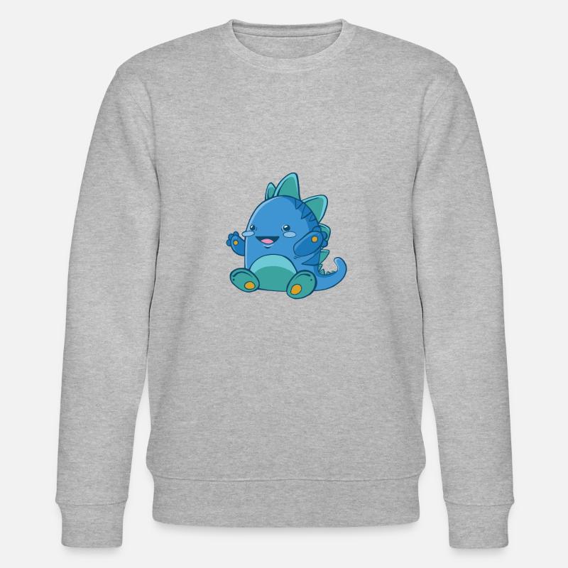 Baby glücklich Dinosaurier - Stanley/Stella Unisex Bio-Sweatshirt CHANGER  - Grau meliert