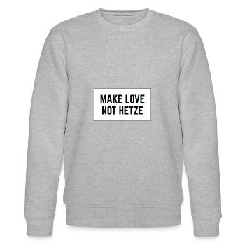 MAKE LOVE NOT HETZE - Stanley/Stella Unisex Bio-Sweatshirt CHANGER  - Grau meliert - Vorne - Nik (191cm) & Marisol (170cm)