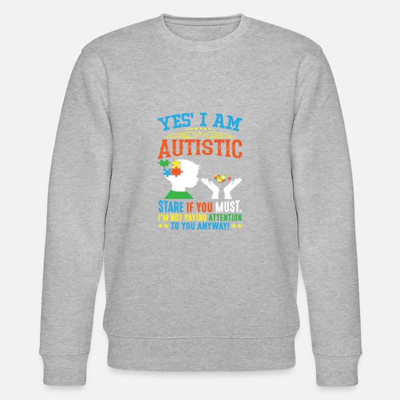 Ja ich bin autistisch - Stanley/Stella Unisex Bio-Sweatshirt CHANGER  - Grau meliert