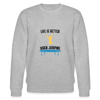 Hobby Trampolinist Trampoline Jumping Ironic Quote - Stanley/Stella CHANGER Unisex Organic Sweatshirt - heather grey - Front - Nik (191cm) & Marisol (170cm)