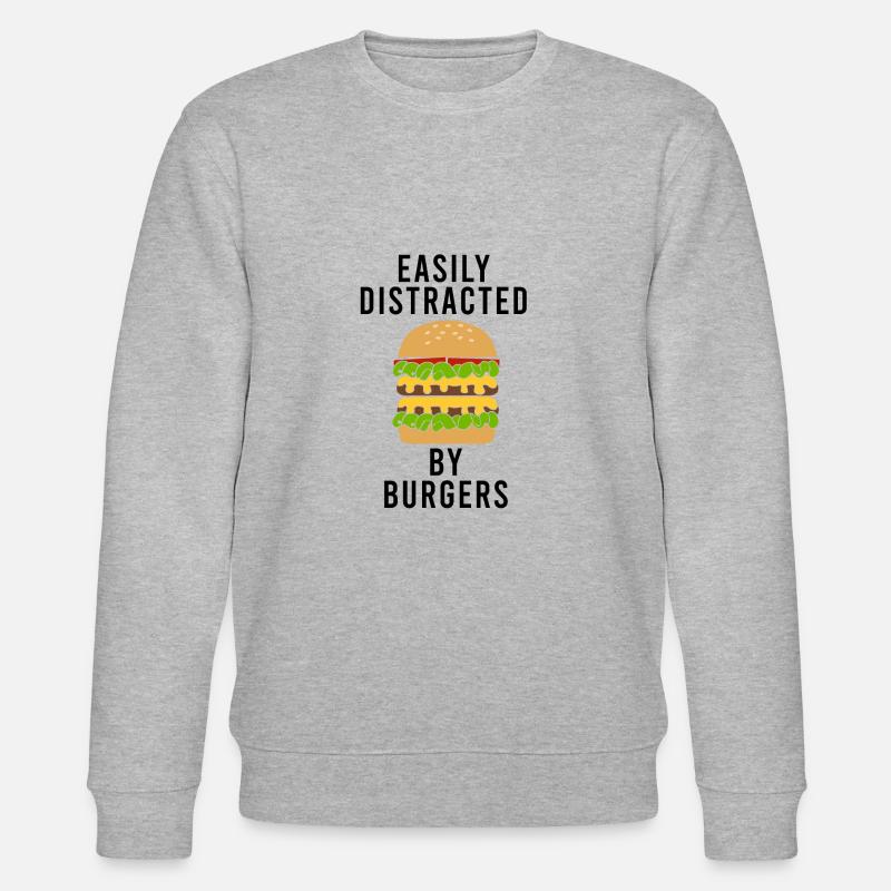 Cheeseburger Eating Funny Burger Design - Stanley/Stella CHANGER Unisex Organic Sweatshirt - heather grey