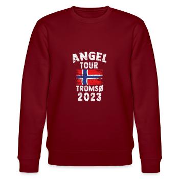 TROMSÖ 2023 - Angel Tour Norwegen Personalisierbar - Stanley/Stella Unisex Bio-Sweatshirt CHANGER  - Burgunderrot - Vorne - Nik (191cm) & Marisol (170cm)