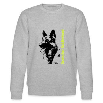 Deutscher Schäferhund Portrait mit Schrift - Stanley/Stella Unisex Bio-Sweatshirt CHANGER  - Grau meliert - Vorne - Nik (191cm) & Marisol (170cm)