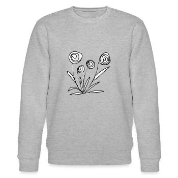 weisse Blumen - Stanley/Stella Unisex Bio-Sweatshirt CHANGER  - Grau meliert - Vorne - Nik (191cm) & Marisol (170cm)