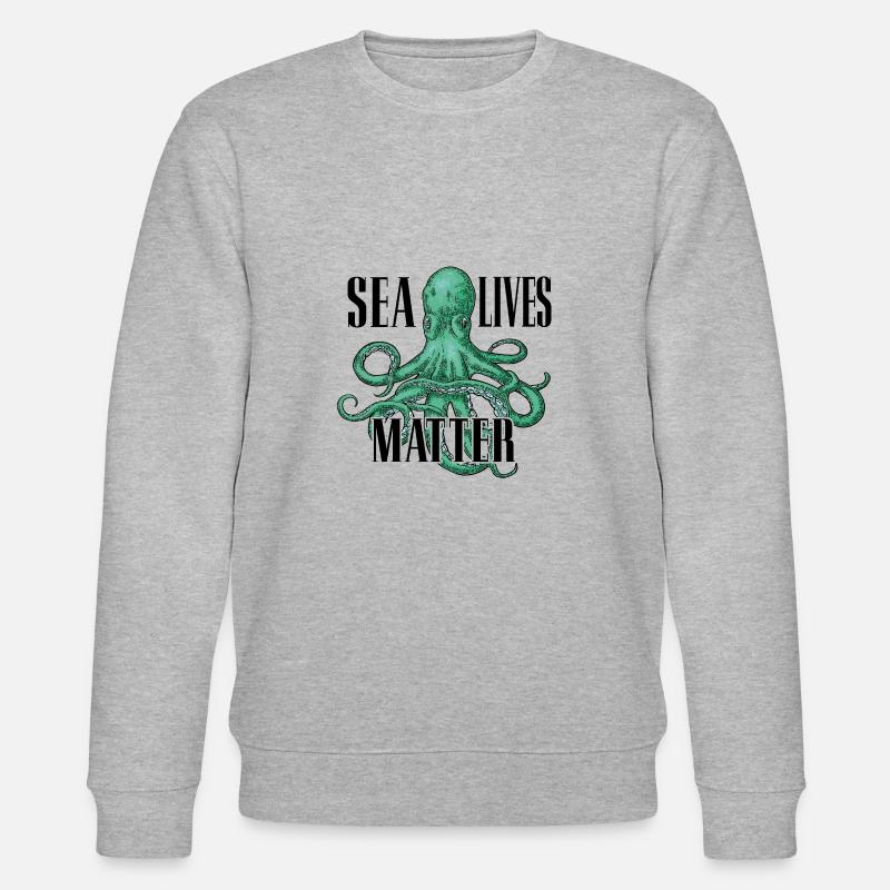 Oktopus Kalmar Tintenfisch - Stanley/Stella Unisex Bio-Sweatshirt CHANGER  - Grau meliert