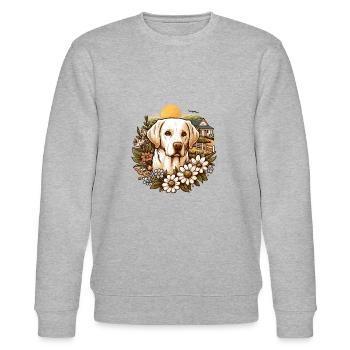 Blonde Labrador Retriever Cottage Core fleurs - Sweat bio CHANGER Stanley/Stella Unisexe - gris chiné - Devant - Nik (191cm) & Marisol (170cm)