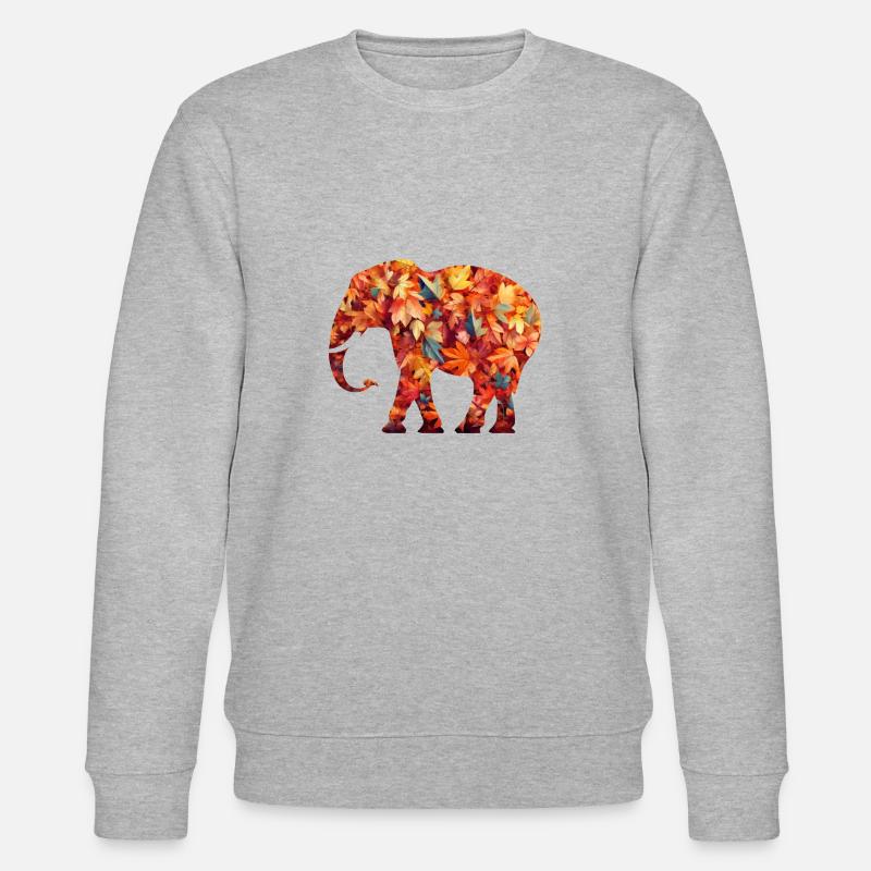 Éléphant dans les feuilles d’automne - Sweat bio CHANGER Stanley/Stella Unisexe - gris chiné