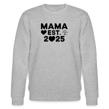 Mama est. 2025 / Frischgebackene Mama / Schwanger - Stanley/Stella Unisex Bio-Sweatshirt CHANGER  - Grau meliert - Vorne - Nik (191cm) & Marisol (170cm)