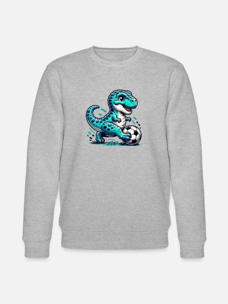 T-Rex Dinosaur Playing Soccer - Stanley/Stella CHANGER Unisex Organic Sweatshirt - heather grey