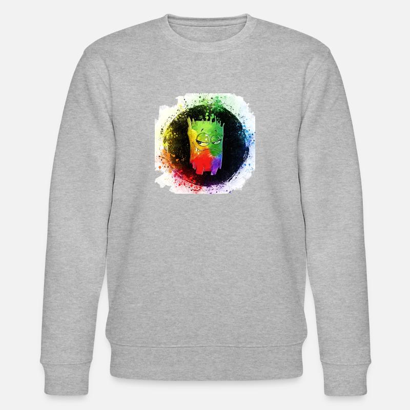 Lustiges Monster Hipster Buntes Leben Geschenkidee - Stanley/Stella Unisex Bio-Sweatshirt CHANGER  - Grau meliert