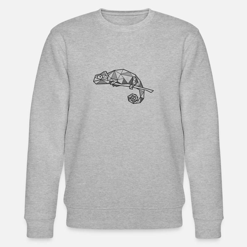 Chameleon Lizard Geometric Gift Hipster - Stanley/Stella CHANGER Unisex Organic Sweatshirt - heather grey