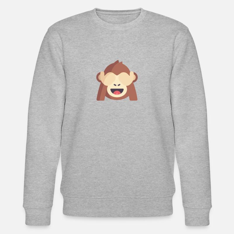 cute monkey emoticon - Stanley/Stella CHANGER Unisex Organic Sweatshirt - heather grey