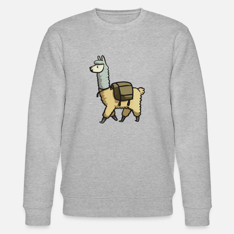 Alpaca Lama Hiking Gift Idea - Stanley/Stella CHANGER Unisex Organic Sweatshirt - heather grey