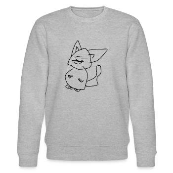 Katze - Stanley/Stella Unisex Bio-Sweatshirt CHANGER  - Grau meliert - Vorne - Nik (191cm) & Marisol (170cm)