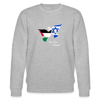 Frieden für Israel und Palästina - Stanley/Stella Unisex Bio-Sweatshirt CHANGER  - Grau meliert - Vorne - Nik (191cm) & Marisol (170cm)