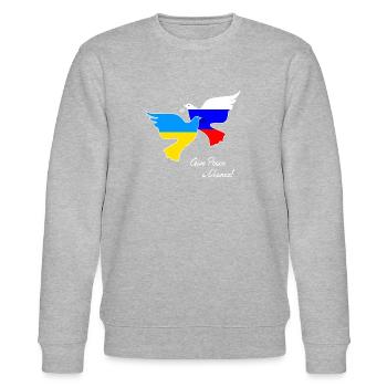 Peace - Ukraine Russland Frieden Friedenstauben - Stanley/Stella Unisex Bio-Sweatshirt CHANGER  - Grau meliert - Vorne - Nik (191cm) & Marisol (170cm)