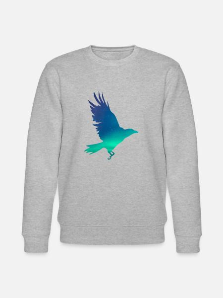 Crow in northern lights - Stanley/Stella CHANGER Unisex Organic Sweatshirt - heather grey