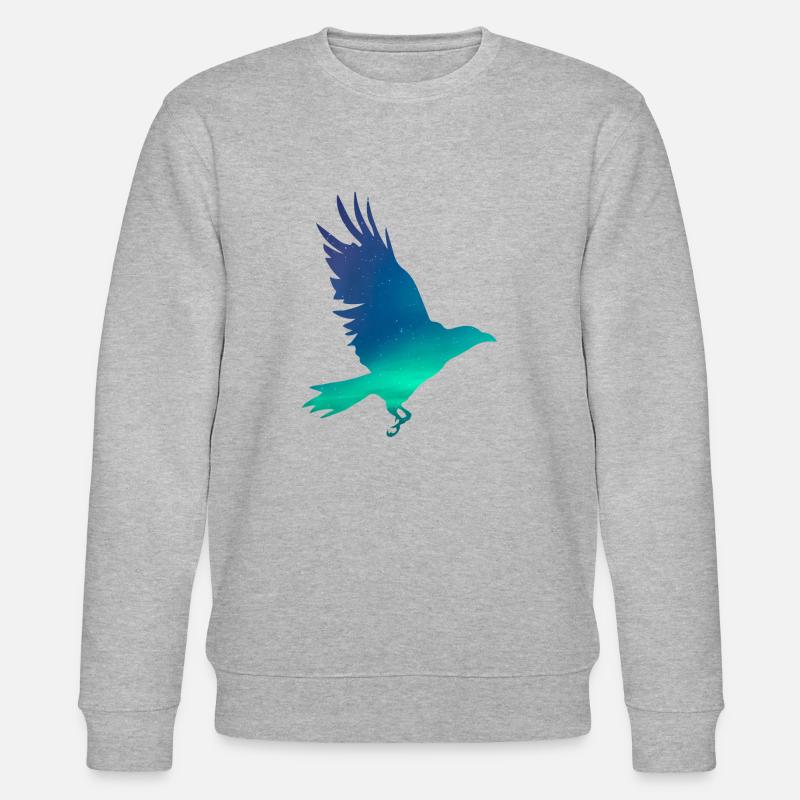 Krähe in Nordlichtern - Stanley/Stella Unisex Bio-Sweatshirt CHANGER - Grau meliert