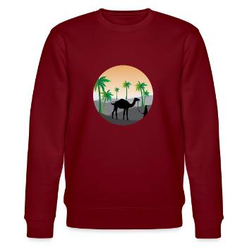 Palm trees - Stanley/Stella CHANGER Unisex Organic Sweatshirt - burgundy - Front - Nik (191cm) & Marisol (170cm)