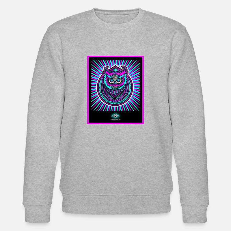 Neon Eule in strahlendem Neonpink - Stanley/Stella Unisex Bio-Sweatshirt CHANGER  - Grau meliert