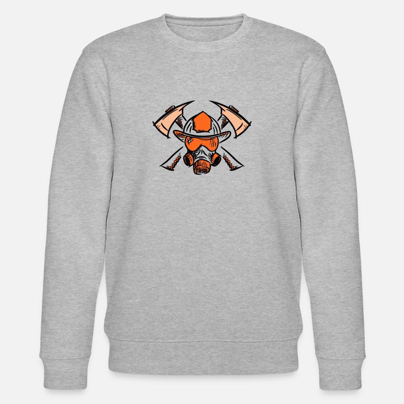 Firefighter logo. Firefighter helmet axes. - Stanley/Stella CHANGER Unisex Organic Sweatshirt - heather grey