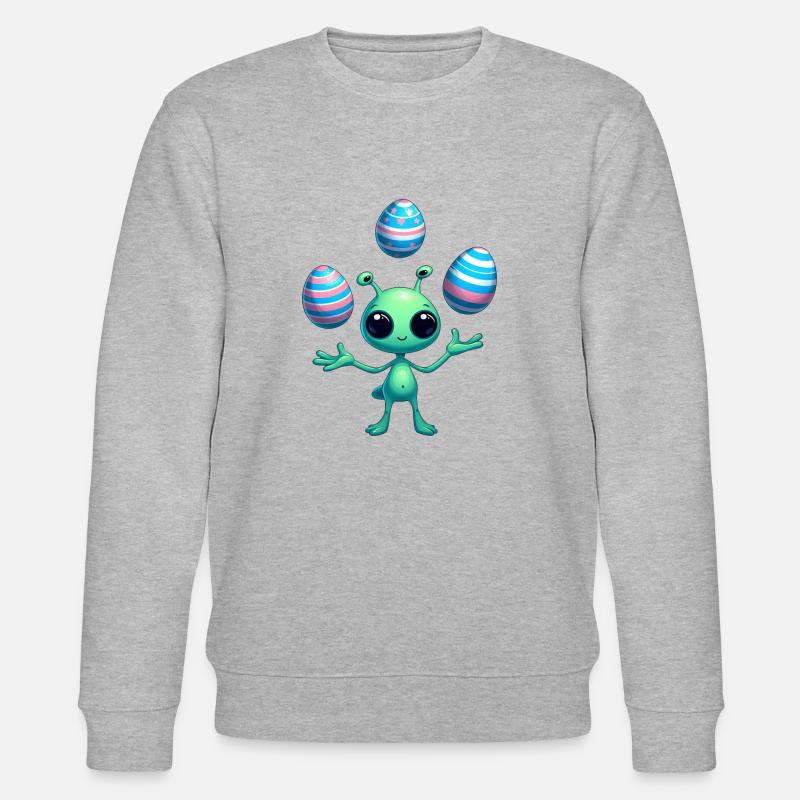Ostern mit Alien: Eier-Jonglage - Stanley/Stella Unisex Bio-Sweatshirt CHANGER  - Grau meliert