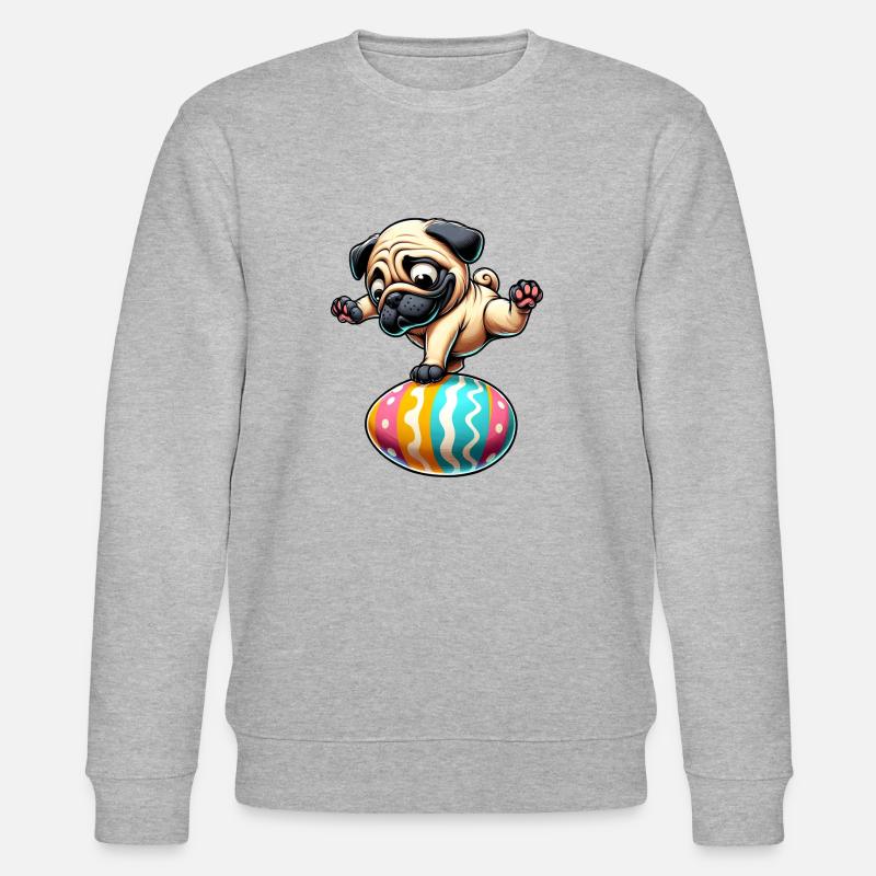 Oster-Mops Breakdance, Ei-Balance - Stanley/Stella Unisex Bio-Sweatshirt CHANGER  - Grau meliert