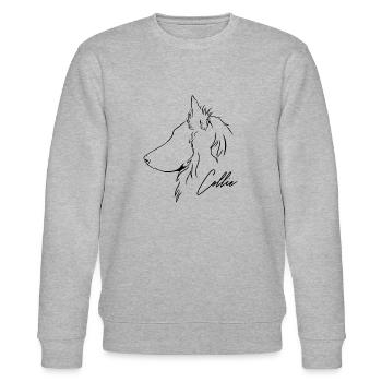 Langhaar Collie Profil Hunde Hund Wilsigns - Stanley/Stella Unisex Bio-Sweatshirt CHANGER  - Grau meliert - Vorne - Nik (191cm) & Marisol (170cm)
