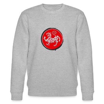 logo avec tigre de karaté - Sweat bio CHANGER Stanley/Stella Unisexe - gris chiné - Devant - Nik (191cm) & Marisol (170cm)