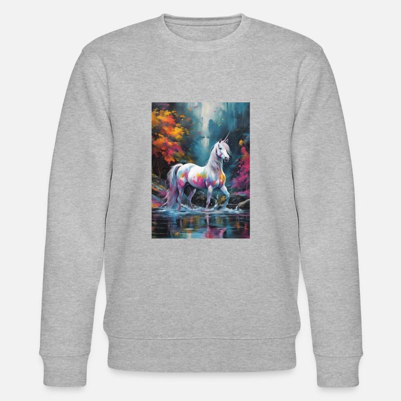 Ein Einhorn mit Farbtupfern - Stanley/Stella Unisex Bio-Sweatshirt CHANGER  - Grau meliert