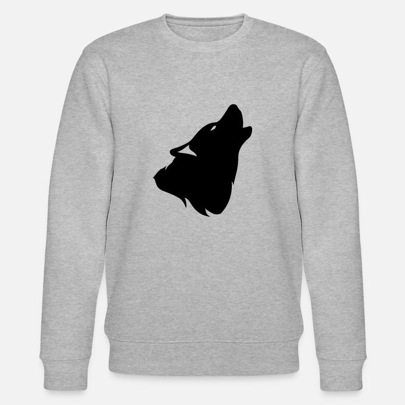 silhouette wolf howling shadow - Stanley/Stella CHANGER Unisex Organic Sweatshirt - heather grey