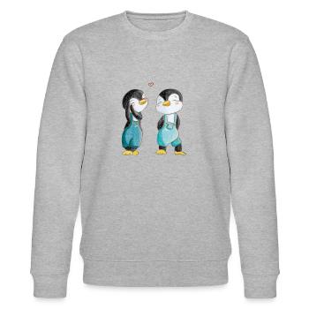 Pingouins amoureux - Sweat bio CHANGER Stanley/Stella Unisexe - gris chiné - Devant - Nik (191cm) & Marisol (170cm)