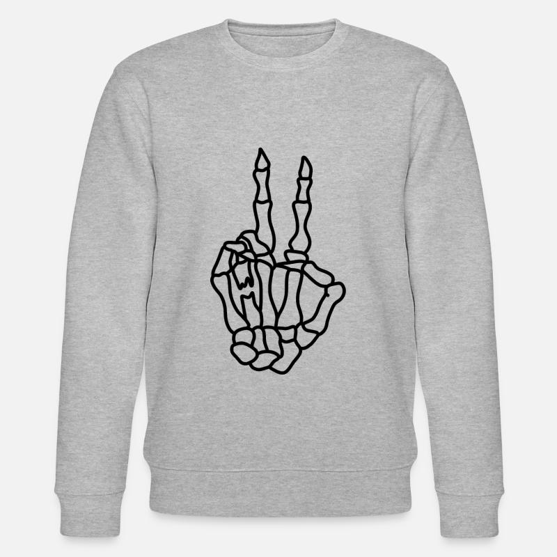 Skelett Hand Peace - Stanley/Stella Unisex Bio-Sweatshirt CHANGER  - Grau meliert