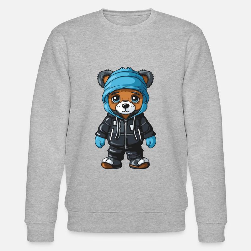 Bär Winter Comic Niedlich - Stanley/Stella Unisex Bio-Sweatshirt CHANGER  - Grau meliert
